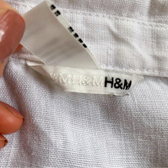 🐚 H&M WHITE LINEN BELTED BLAZER JACKET! - Picture 11 of 14